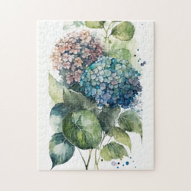Puzzle Hermosa acuarela de Hydrangeas (Vertical)
