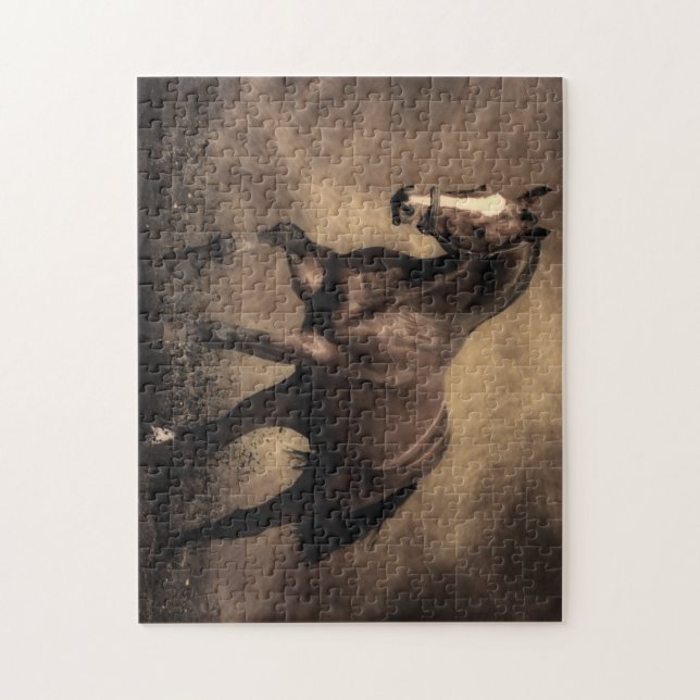 Puzzle Hermosa almohada de caballo marrón (Vertical)