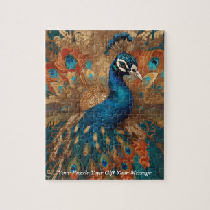 Puzzle Hermosa ave de pavo real Cute Boho