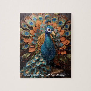 Puzzle Hermosa ave de pavo real Cute Boho