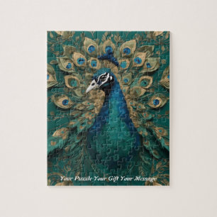 Puzzle Hermosa ave de pavo real Cute Boho