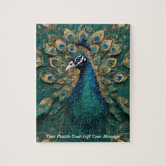 Puzzle Hermosa ave de pavo real Cute Boho (Vertical)