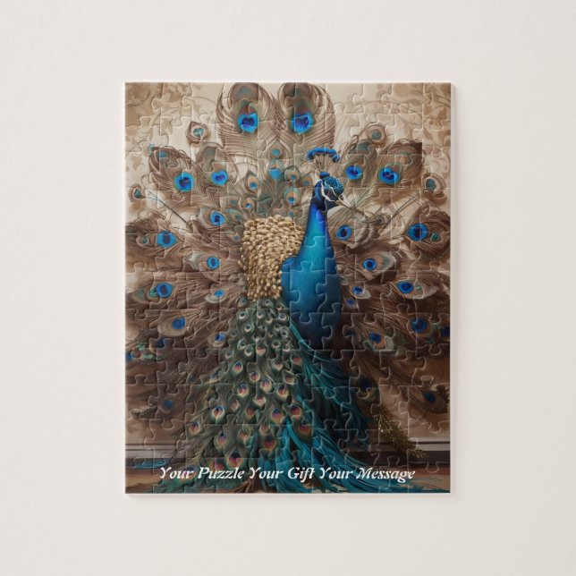 Puzzle Hermosa ave de pavo real Cute Boho (Vertical)