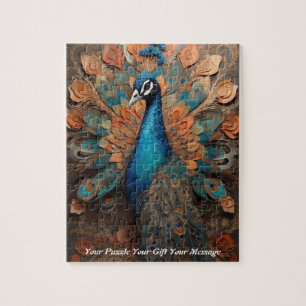 Puzzle Hermosa ave de pavo real Cute Boho