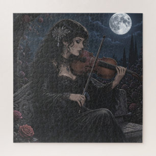 Puzzle Hermosa belleza gótica romántica tocando la viola 