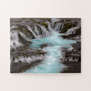 Puzzle Hermosa cascada de Bruarfoss azules en Islandia
