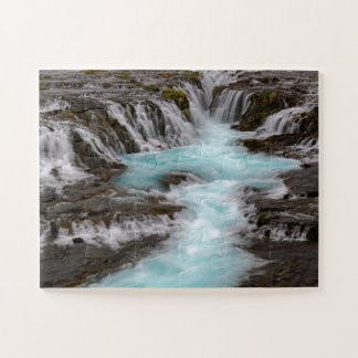 Puzzle Hermosa cascada de Bruarfoss azules en Islandia