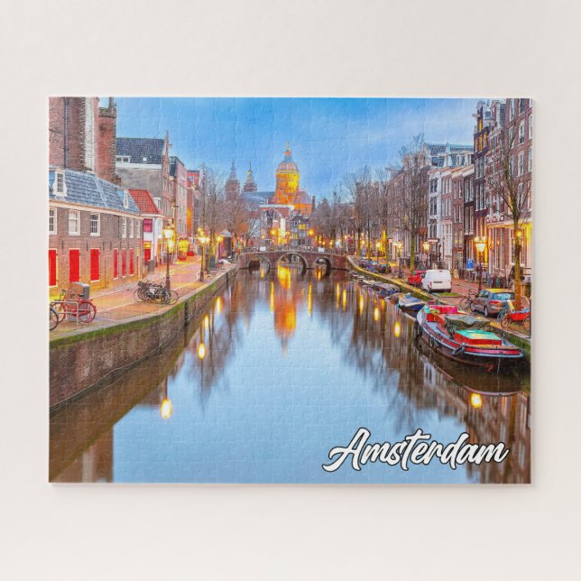 Puzzle Hermosa Ciudad Icónica De Ámsterdam, Países Bajos (Horizontal)