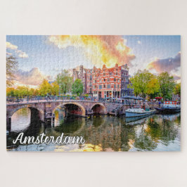 Puzzle Hermosa Ciudad Icónica De Ámsterdam, Países Bajos