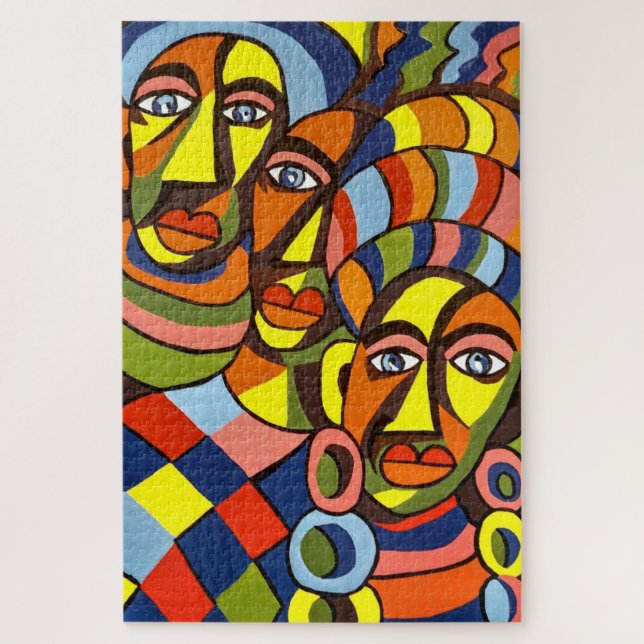 Puzzle Hermosa colorida mujer tribal africana sentada, (Vertical)