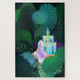 Puzzle Hermosa Dama en la Fuente del Jardín