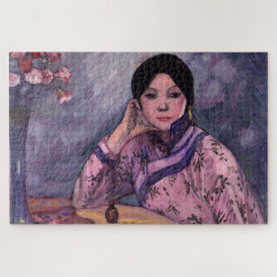 Puzzle Hermosa dama japonesa con una botella de perfume