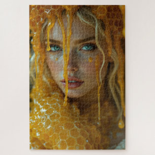 Puzzle Hermosa diosa rubia en un resplandor de Honeycomb