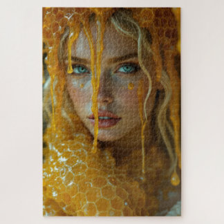 Puzzle Hermosa diosa rubia en un resplandor de Honeycomb