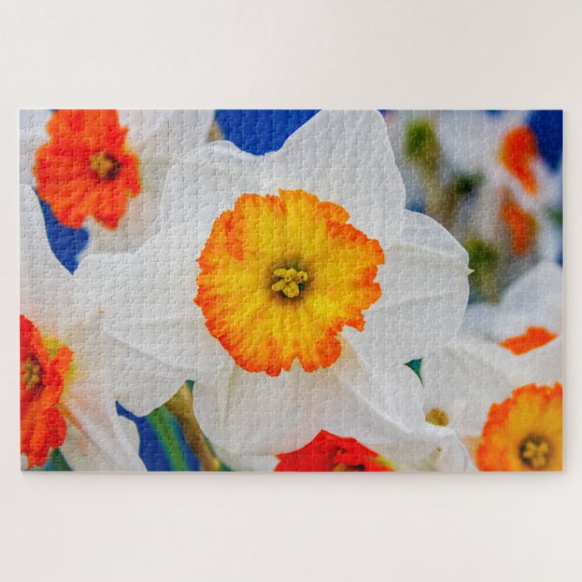 Puzzle Hermosa flor blanca y naranja (Horizontal)