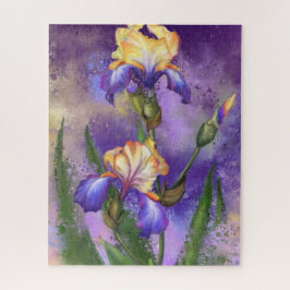 Puzzle Hermosa Flor De Iris - Dibujo De Arte Mezclado