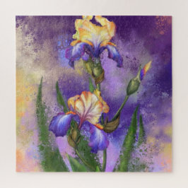 Puzzle Hermosa Flor Iris - Arte De Dibujo Mezclado