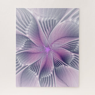 Puzzle Hermosa Flor Rosa Arte Abstracto Fractal Moderno