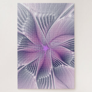 Puzzle Hermosa Flor Rosa Arte Abstracto Fractal Moderno