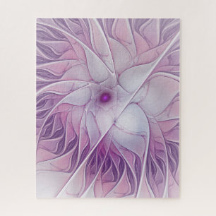 Puzzle Hermosa Flor Rosa Moderna Resumen Arte Fractal