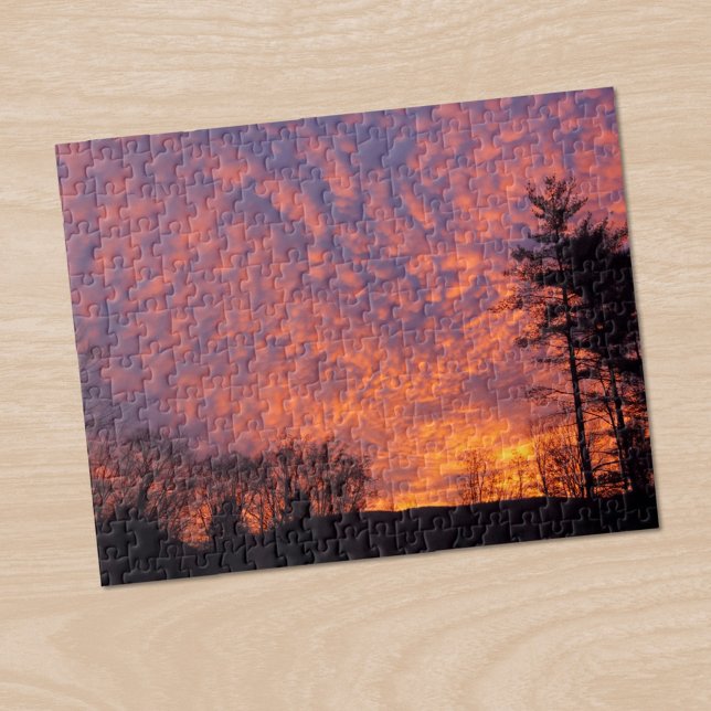 Puzzle Hermosa foto de nubes rosa Sunrise (Beautiful Sunrise Pink Clouds Photo Jigsaw Puzzle, in situ)