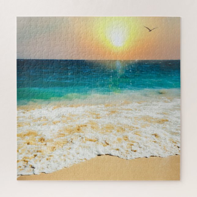 Puzzle Hermosa foto de Summer Beach Sunset (Vertical)
