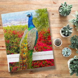 Puzzle Hermosa foto verde azul pavo real Moda elegante