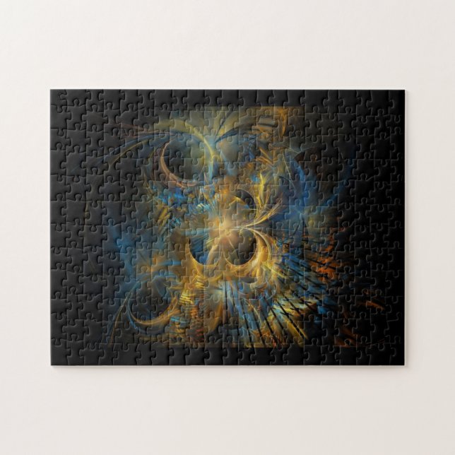 Puzzle Hermosa Fractal Azul y Dorado (Horizontal)