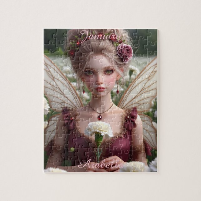 Puzzle Hermosa hada de enero en Carnations (Vertical)