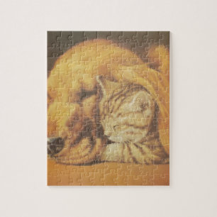 Puzzle Hermosa Impresión Artística de Gato y Perro Acurru