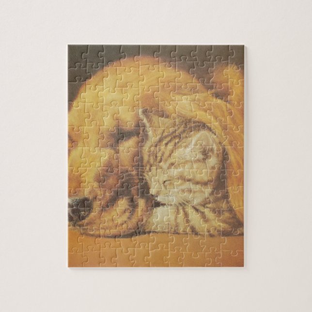 Puzzle Hermosa Impresión Artística de Gato y Perro Acurru (Vertical)