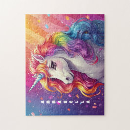 Puzzle Hermosa Mano Arcoiris Unicornio personalizada