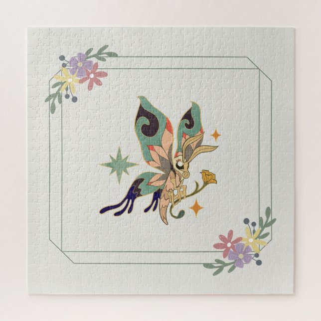 Puzzle Hermosa mariposa gráfica, fondo beige (Vertical)