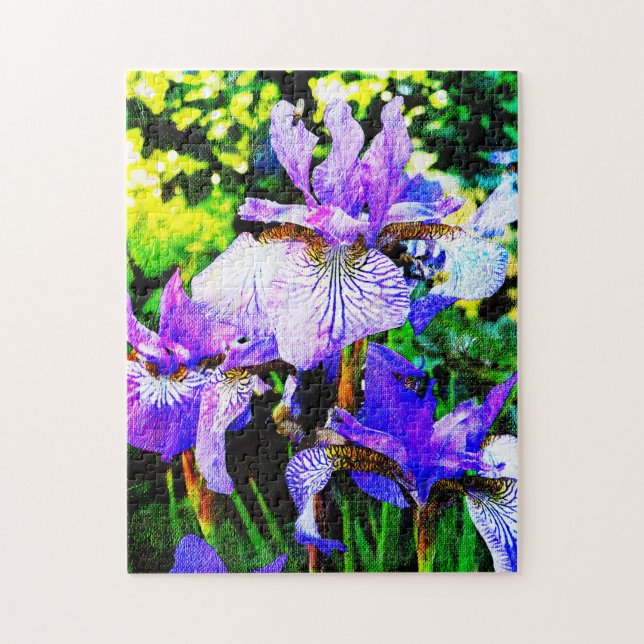 Puzzle Hermosa morada Iris Artsy Floral (Vertical)