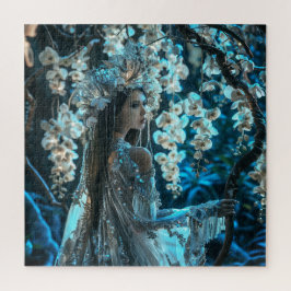 Puzzle Hermosa Mujer en Orquídeas Blancas