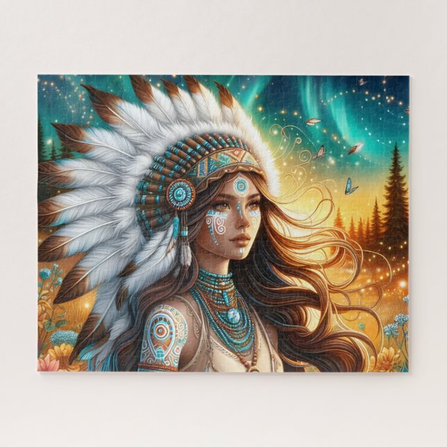 Puzzle Hermosa mujer espiritual nativa americana (Horizontal)