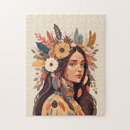 Puzzle Hermosa mujer nativa norteamericana pintada