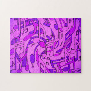 Puzzle Hermosa música Upbeat Notas musicales Purple Pink