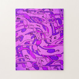 Puzzle Hermosa música Upbeat Notas musicales Purple Pink