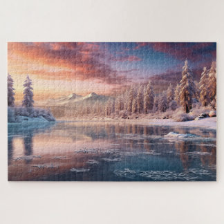Puzzle hermosa naturaleza de invierno