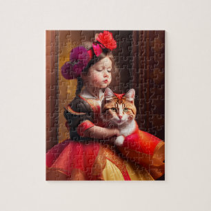 Puzzle Hermosa Niña Con Gato