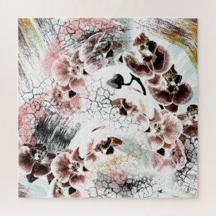 Puzzle Hermosa orquídea con estilo floral