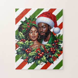 Puzzle Hermosa pareja negra Holly navidades escribieron a