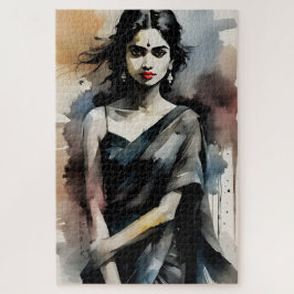 Puzzle Hermosa pintura chica india