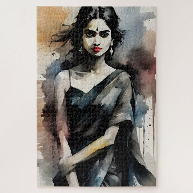 Puzzle Hermosa pintura chica india (Vertical)