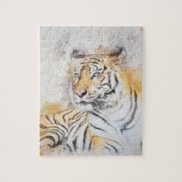 Puzzle Hermosa pintura de tigres bengalíes