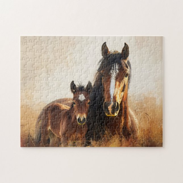 Puzzle Hermosa pintura de yegua y hueso (Horizontal)