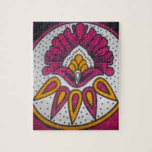 Puzzle Hermosa pintura en motivos de tela africana