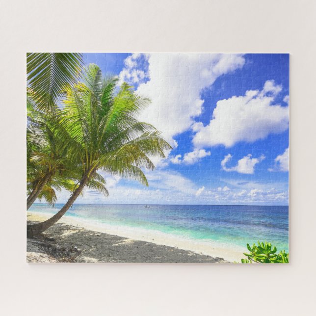 Puzzle Hermosa playa de Isla Tropical con Palmeras (Horizontal)