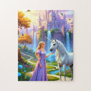 Puzzle Hermosa princesa conociendo a Unicornio